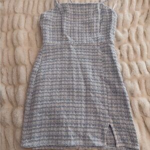 Zara Elegant Blue Tweed Dress